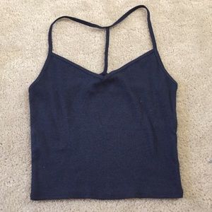 Abercrombie & Fitch Navy Ribbed T-Back Crop